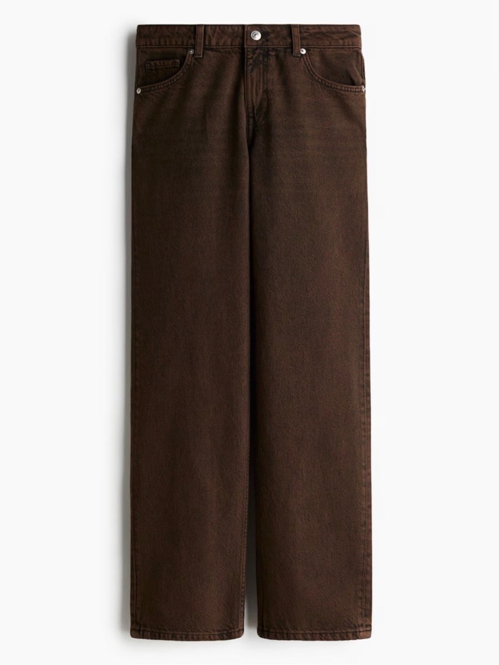 EUC H&M Brown Relaxed Straight Leg Jeans Women's Size 4 Wide Leg Y2K High Rise